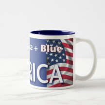 Red + White + Blue = America Mugs