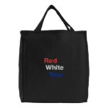 Red White Blue American Flag Colours Tote Bag embroidered bags