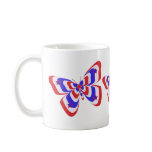 Red, white & blue butterflies mugs