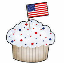 Red, White, Blue Cupcake with Flag Photo Sculptures