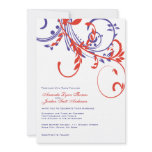 Red, White, Blue Double Floral Wedding Invitation