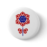 Red White Blue Flower Pinback Buttons