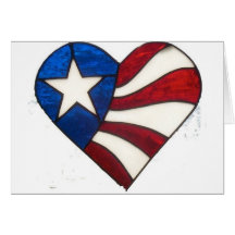 RED WHITE & BLUE HEART GREETING CARDS
