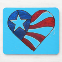 RED WHITE & BLUE HEART MOUSE MAT