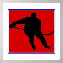 Red white & blue hockey logo posters