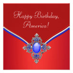 Red White Blue Patriotic 4th of July Party Custom Announcements