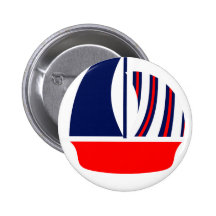 Red White Blue Sail Boat Pinback Buttons