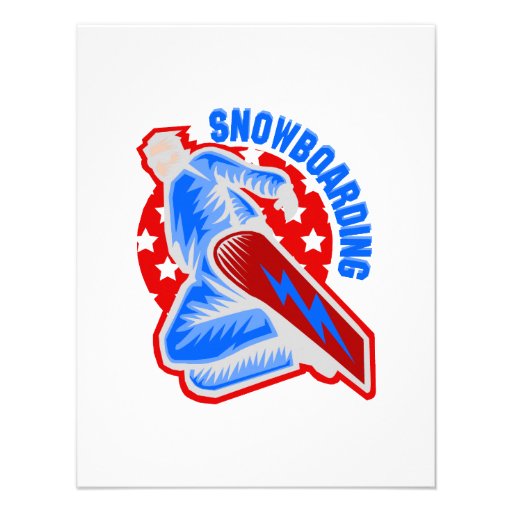 Red White Blue Snowboard Logo Personalized Invitation