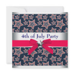 Red White Blue Stars 4th of July BBQ Party Custom Invites