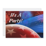 Red White Blue Stars and Fireworks Invitation