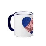 Red White & Blue Stars & Stripes Heart Cup mugs