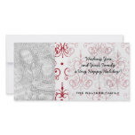 red white chandelier heart damask photo cards
