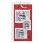 Red White Christmas Peace Customisable Photo Cards photo cards