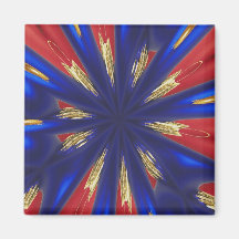 Red white gold & blue fractal magnet