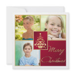 Red, White, Gold Christmas Tree Christmas Card invitations