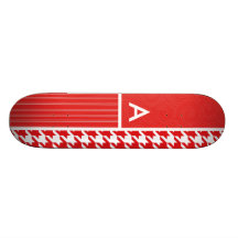 Red & White Houndstooth Custom Skateboard