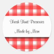 Red White Plaid Custom Canning Stickers