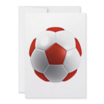 red white soccer ball sports teams fun active personalized invitations