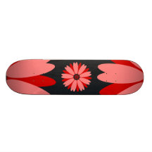 Red Wild Flower Skate Board