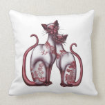 Red Willow Owl and Siamese Cats Pillow