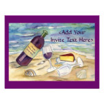 Red Wine Beach Party Custom Invites or Invitations