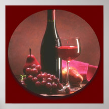 Red Wine & Grapes Poster