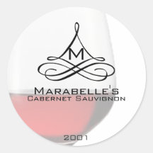 Red Wine Wine Bottle Labels Round Stickers