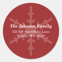 Red Winter Snowflake Custom Address Label Sticker