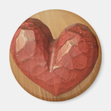 Red Wooden Heart Magnet