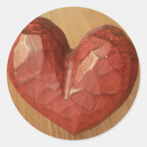 Red Wooden Heart Sticker