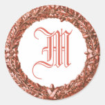 Red Wreath Monogrammed Stickers