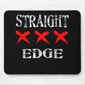 Red X Straight Edge Black mousepads