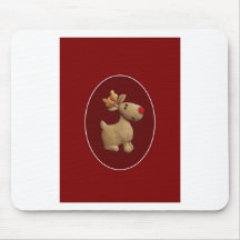 Red Xmas Reindeer Mousemat