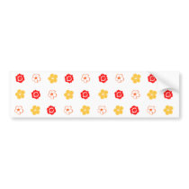 Red & Yellow Flower Pattern: Bumper Sticker