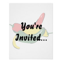 Red Yellow Green Chilli Pepper Graphic Personalised Invitation