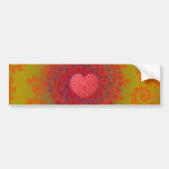 Red Yellow & Orange Heart Fractal Bumper Stickers