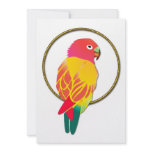 Red & Yellow Tropical Parrot in Gold Ring invitations