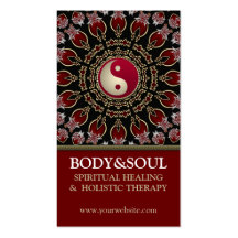 Red YinYang Eastern New Age Business Cards