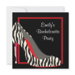 Red Zebra High Heel Shoes Bachelorette Party invitations
