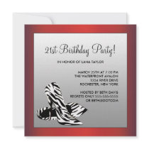 Red Zebra High Heels Womans Birthday Party