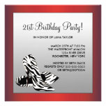 Red Zebra High Heels Womans Birthday Party Invitation