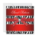 Red Zebra Sweet 16 Birthday Party invitations