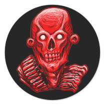 Red Zombie Skull Head Sticker