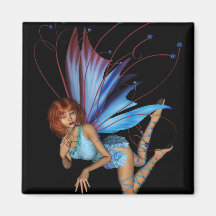 Redhead 3D Pixie - Purple & Blue Refrigerator Magnets