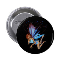 Redhead 3D Pixie - Purple & Blue Pinback Button