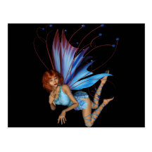 Redhead 3D Pixie - Purple & Blue Post Cards