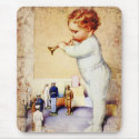 Redhead Baby Boy Blowing Horn to Soldiers mousepads
