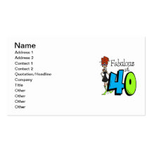 Redhead Fabulous at 40 Birthday Business Card