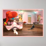 Redhead girl ballet dancing. posters