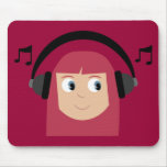 Redhead Girl Dee Jay & Musical Notes Customisable mousepads
